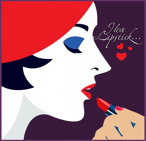 468x451 Lipstick Advertising Woman Face Icon Colored Cartoon Design