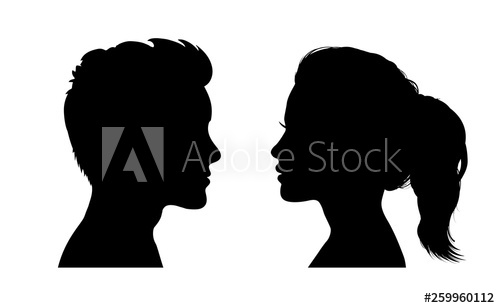 500x308 Man And Woman Face Silhouette Face To Face Icon Stock Vector