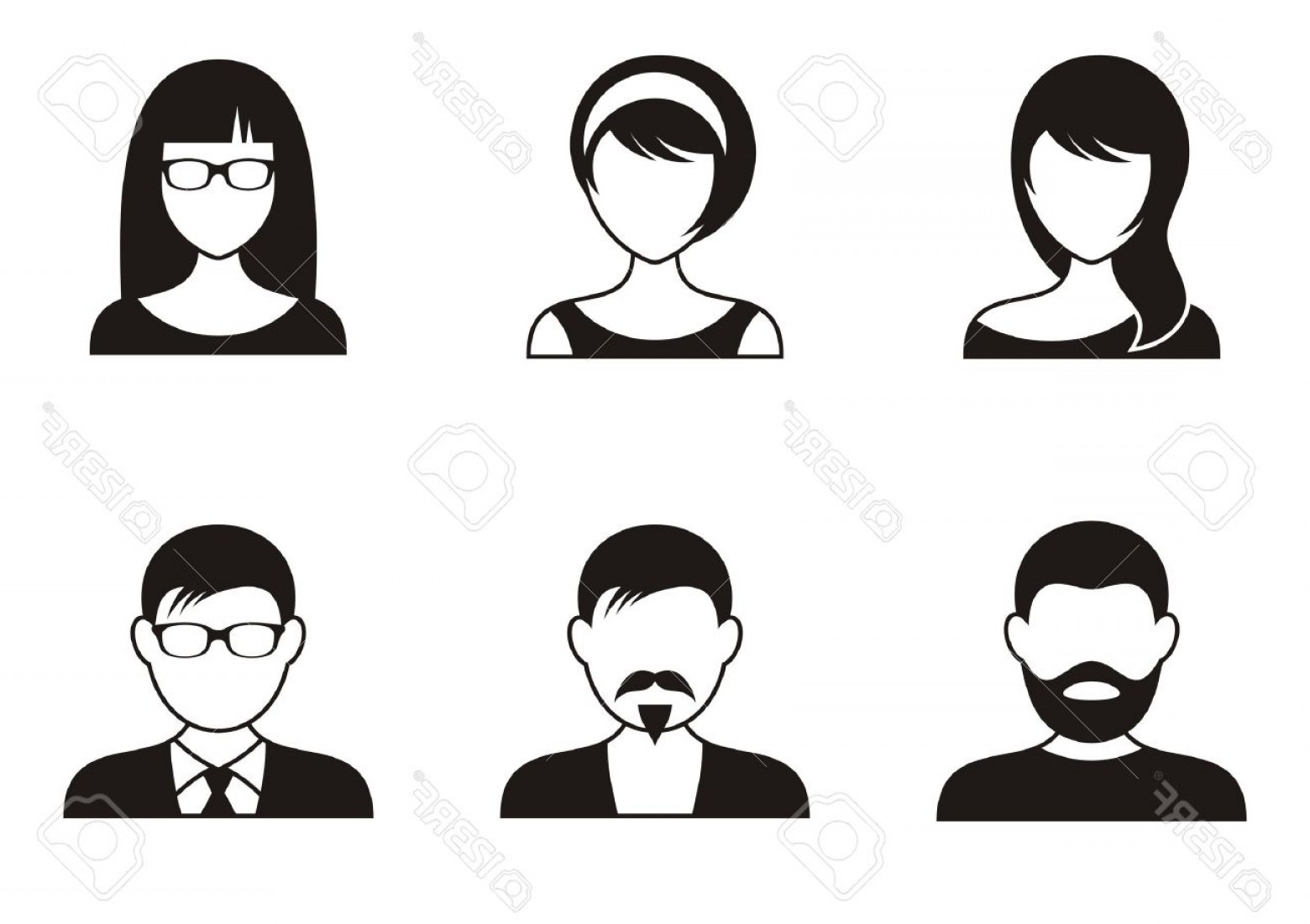 1560x1101 Photostock Vector Men And Women Black Icons On White Background