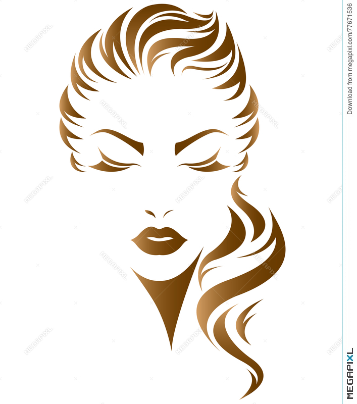 707x800 Women Long Hair Style Icon, Logo Women Face Illustration