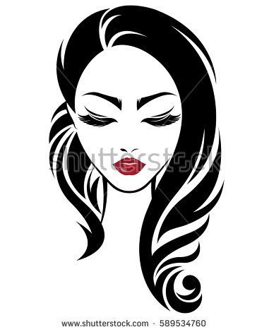 381x470 Illustration Of Women Long Hair Style Icon, Logo Women Face