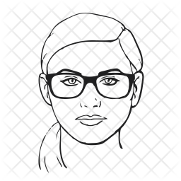 256x256 European, Woman, Face Icon Of Line Style