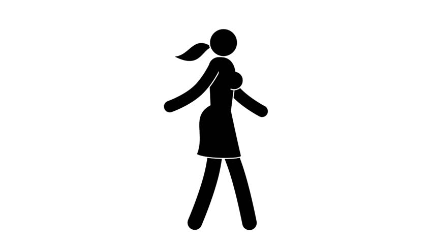 852x480 Pictogram Woman Icon Is Walking Stock Footage Video