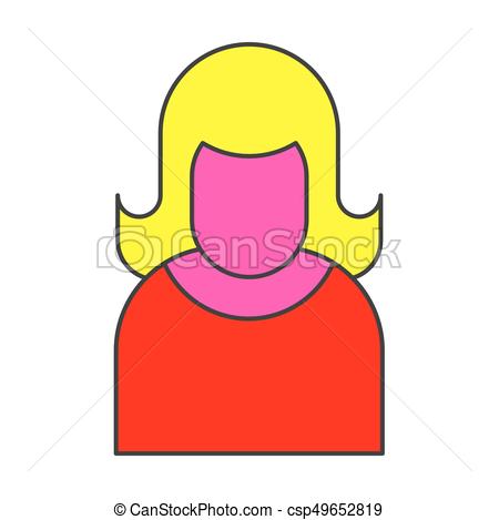 450x469 Woman Icon Pop Art Linear Style Girl Symbol Sign