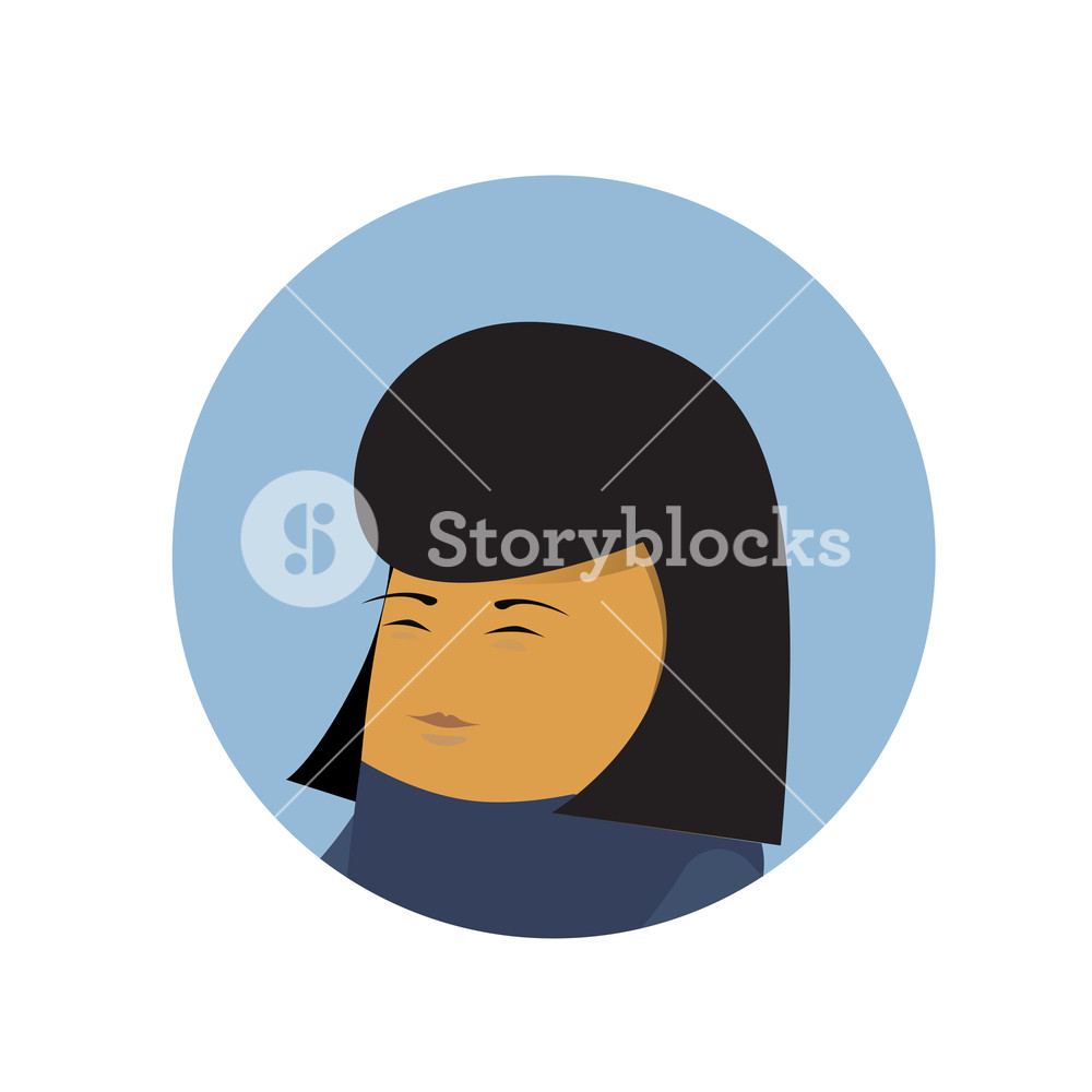 1000x1000 Asian Business Woman Profile Icon Isolated Chinese Or Japanese