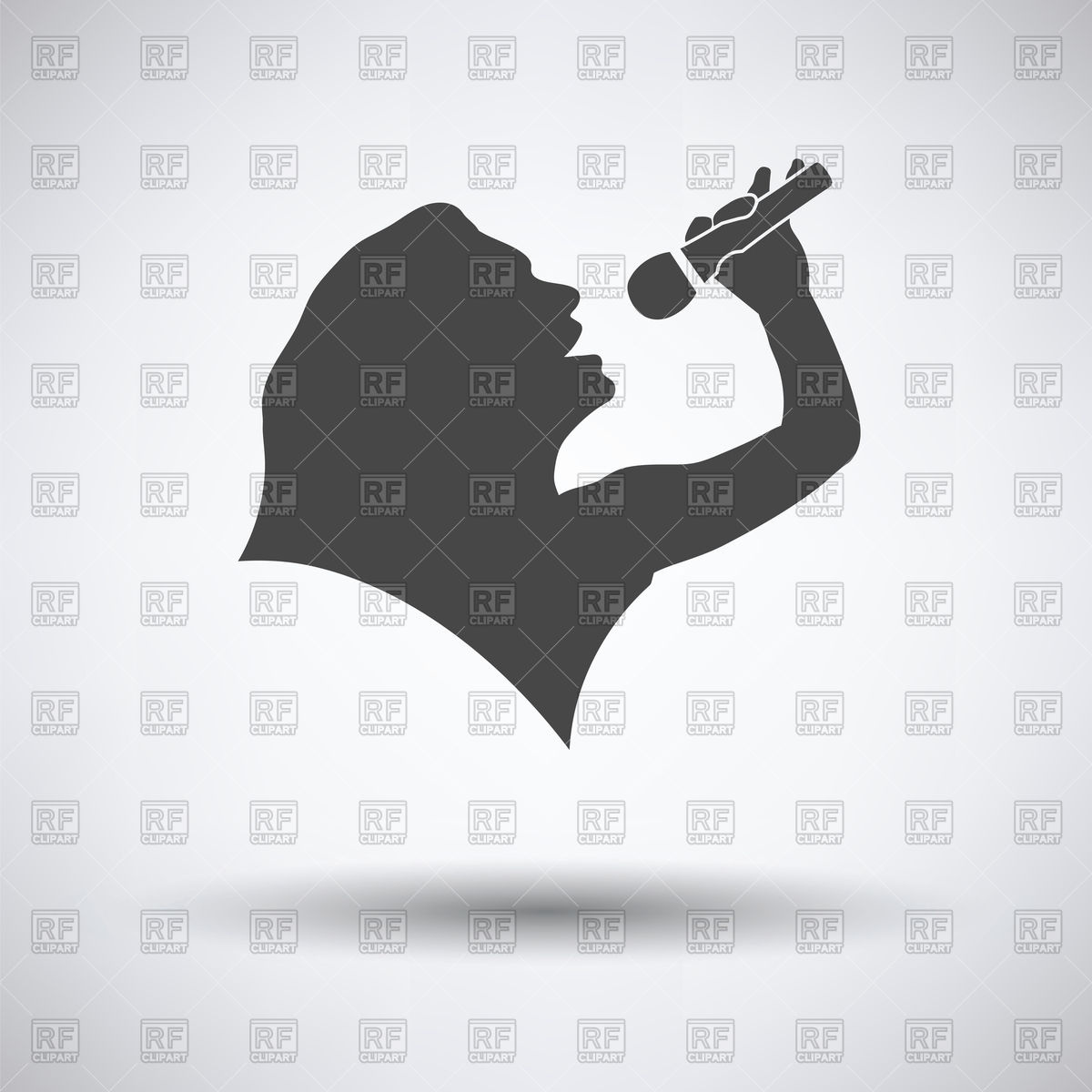 1200x1200 Karaoke Woman's Silhouette Icon On Gray Background Vector Image