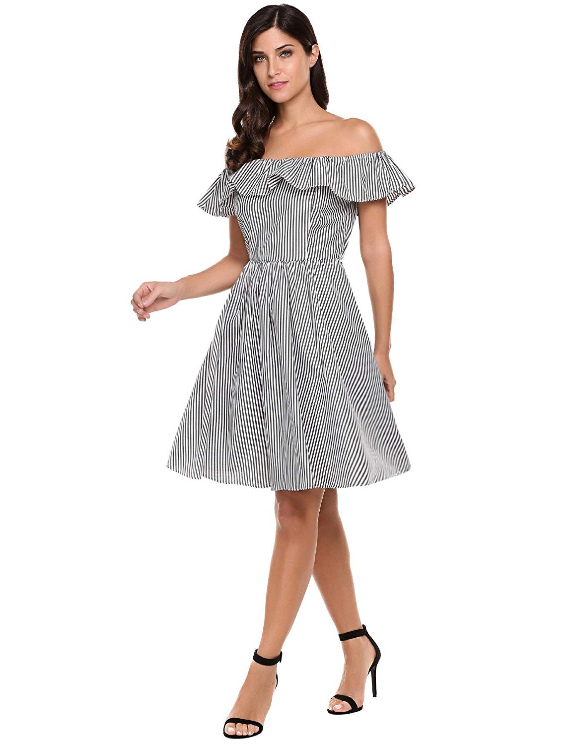 1154x1500 Cidere Above Knee Aline Striped Dress For Women Teen Girl Fashion