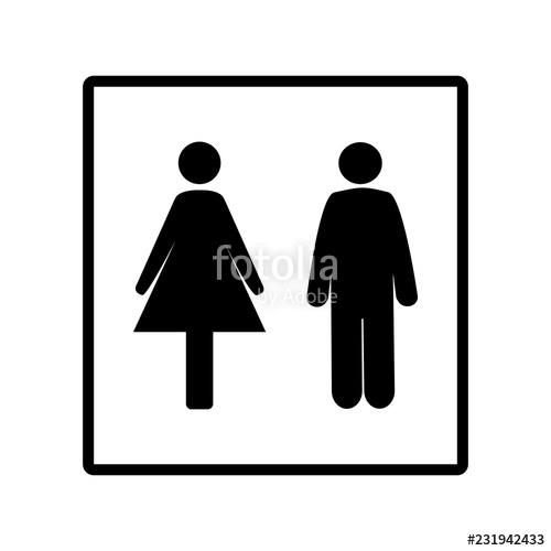 500x500 Black Silhouette Men And Women Icon In White Square Sign Restroom