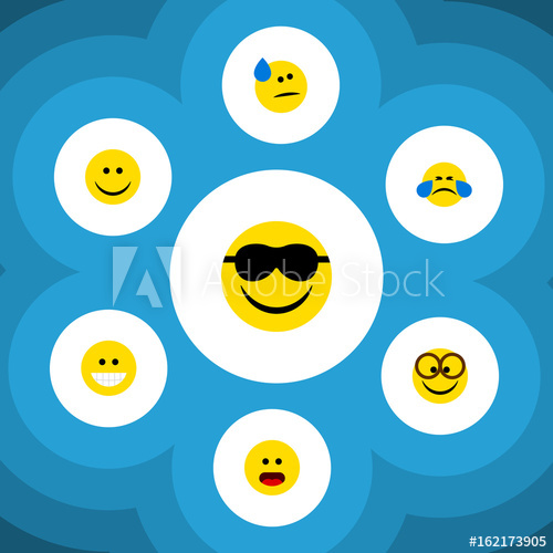 500x500 Flat Icon Gesture Set Of Wonder, Grin, Happy And Other Vector