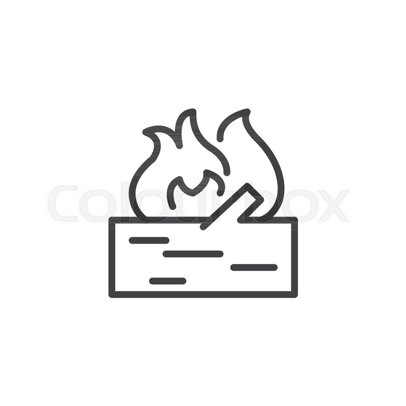 800x800 Log Fire Outline Icon Linear Style Stock Vector Colourbox