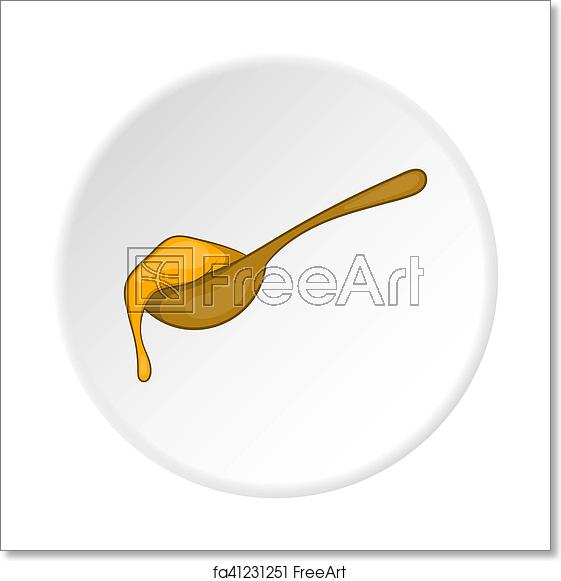 561x581 Free Art Print Of Wooden Spoon With Honey Icon, Cartoon Style