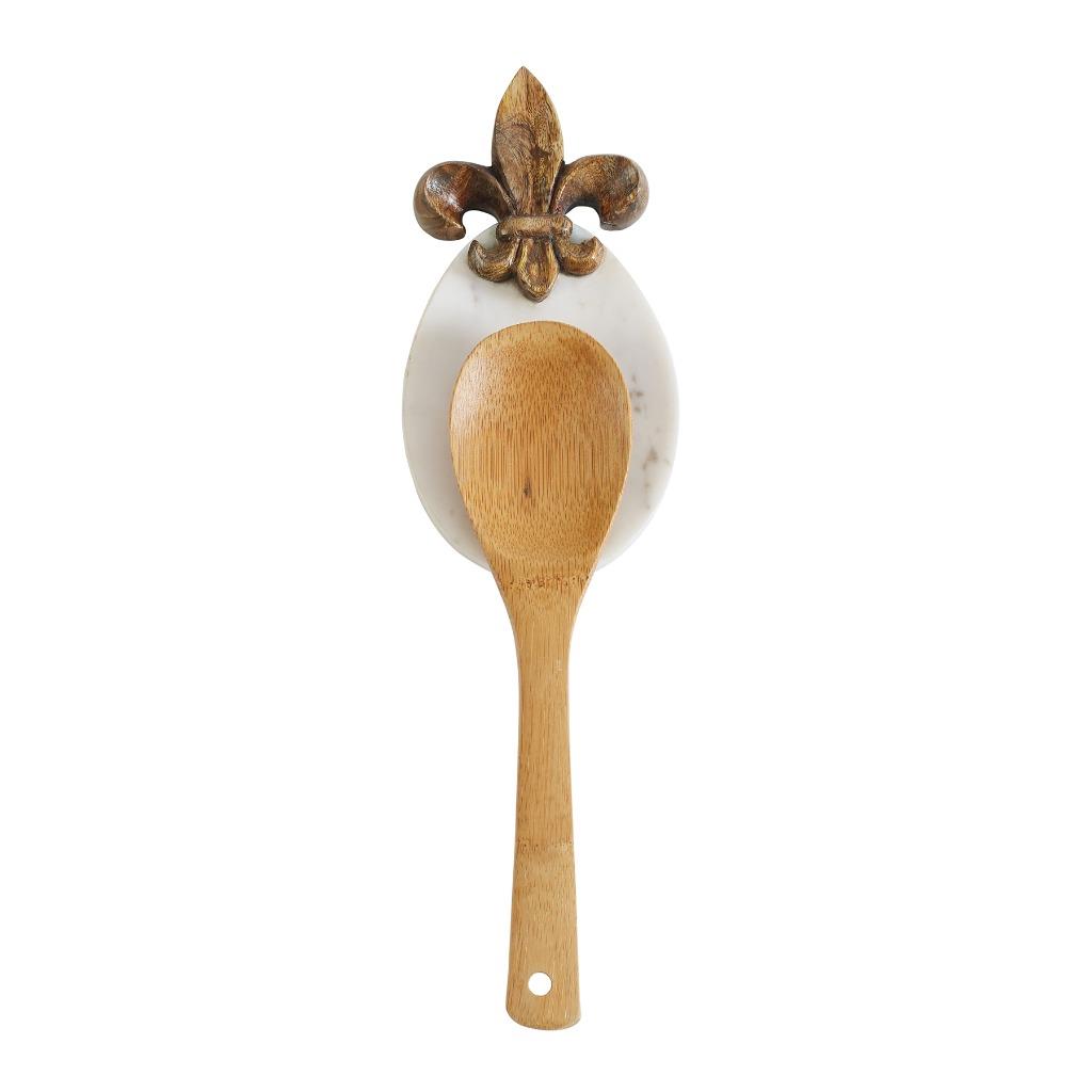 1024x1024 Mud Pie Home Fleur De Lis Wood Icon And Marble Spoon Rest Ebay