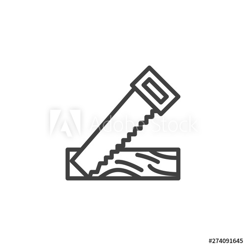 500x500 Sawing Wooden Plank Line Icon Woodworking Handsaw Linear Style