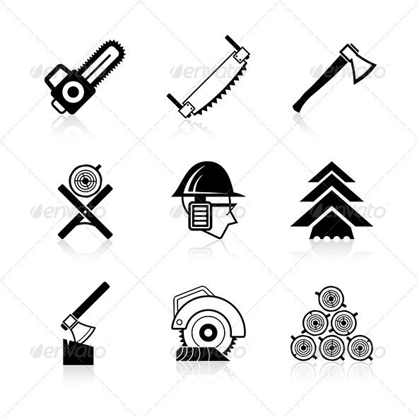 590x590 Woodworking Icon Set