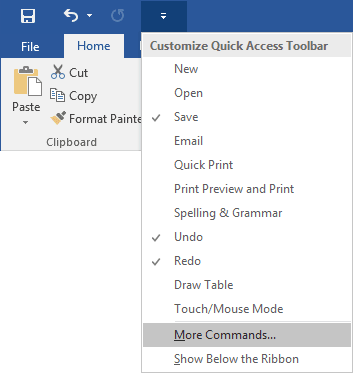 353x373 Adding Commands To The Quick Access Toolbar