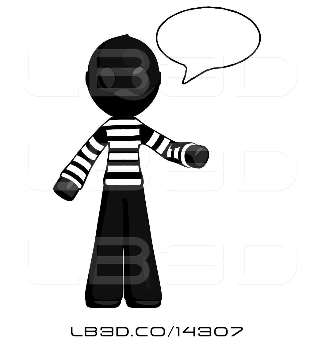 1024x1124 Illustration Of Cartoon Black Thief Guy With Word Bubble Talking