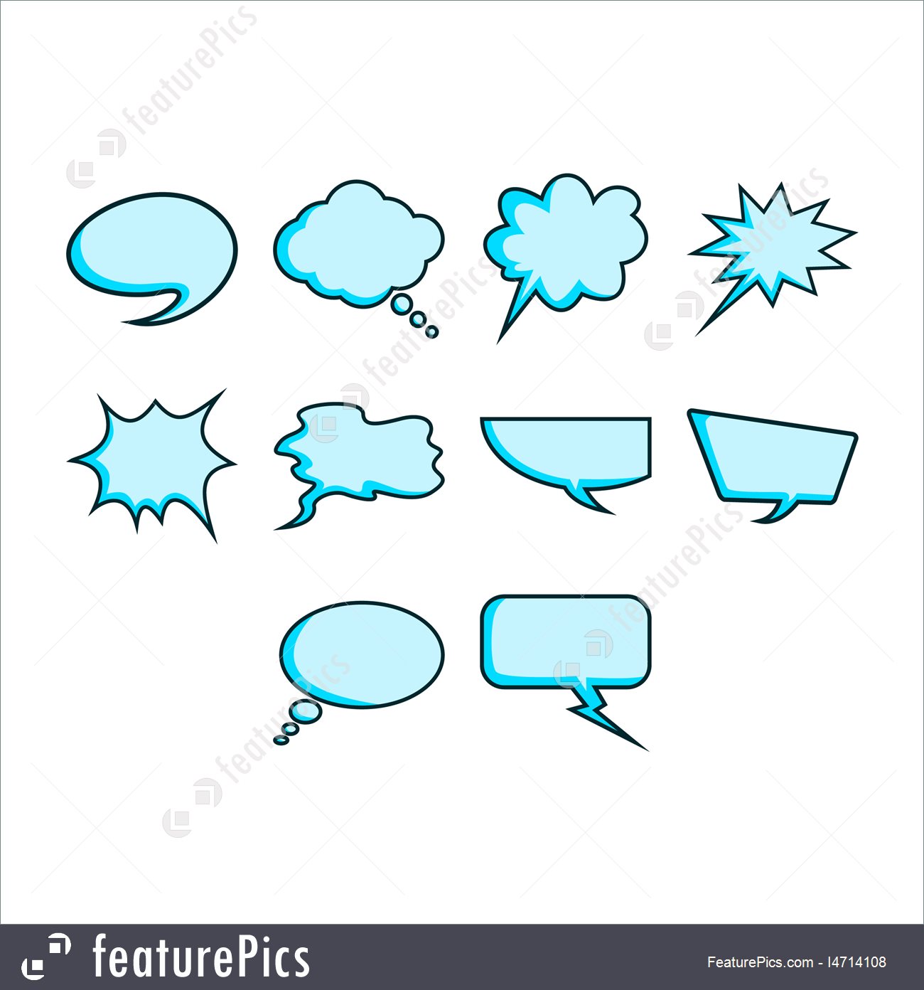 1300x1392 Word Bubble Icon Set Stock Illustration