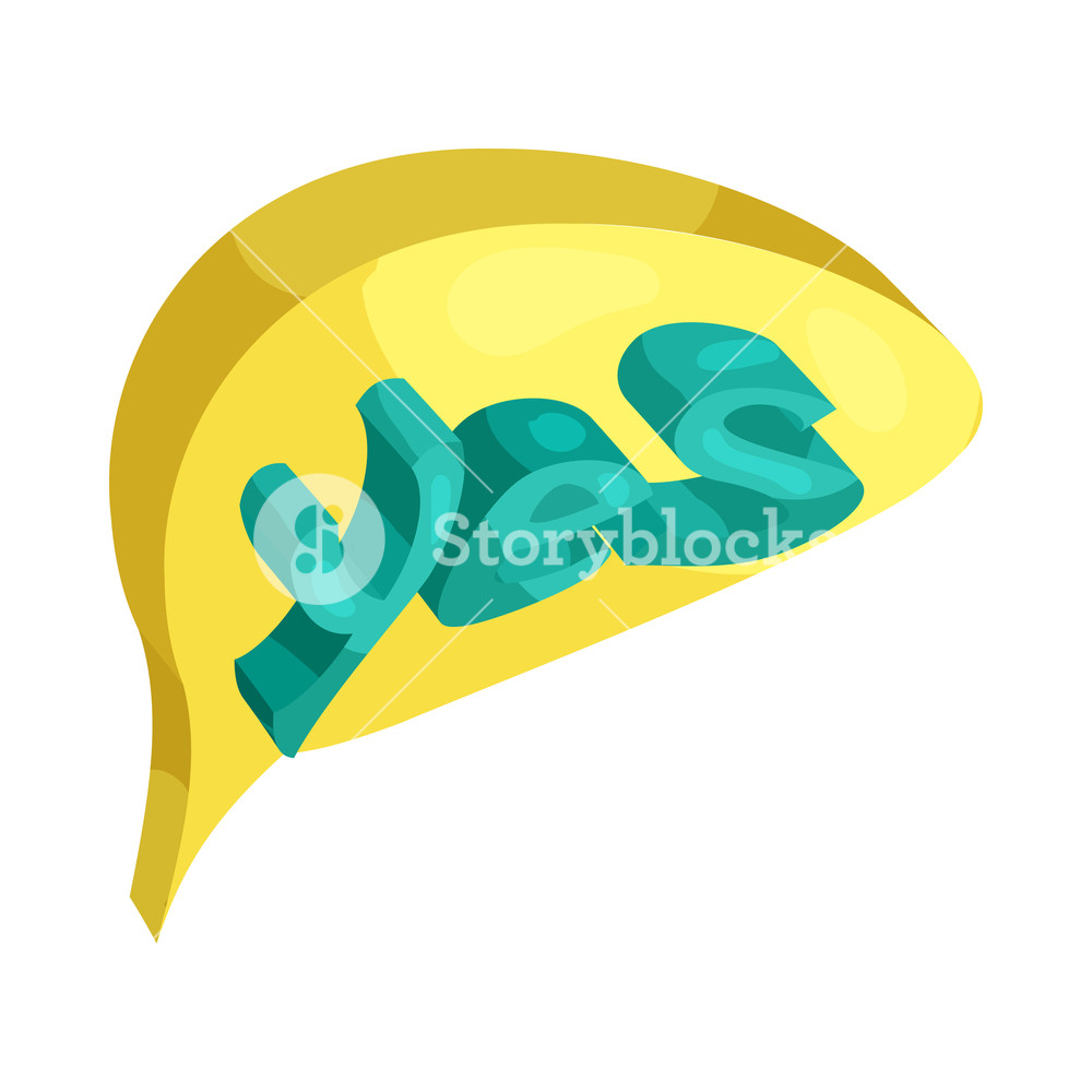 1000x1000 Yes Word In A Speech Bubble Icon In Cartoon Style On A White