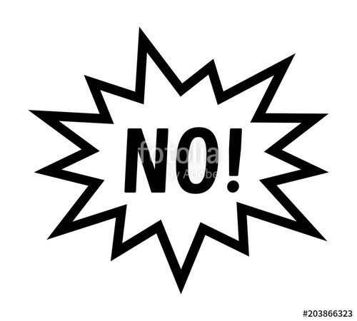 500x450 Cartoon Scream Speech Bubble Balloon With The Word No Line Art