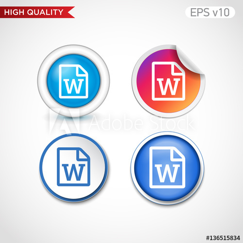 500x500 Word Icon Button With Word Icon Modern Ui Vector