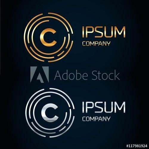 500x500 C Letter Logo Icon Style Single Line Template Word