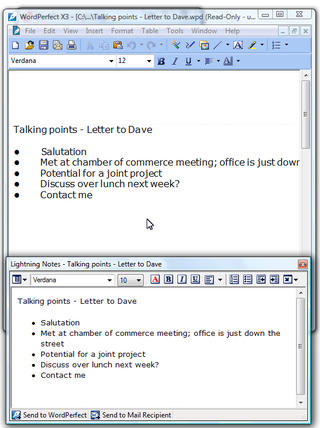 320x428 Corel's Lightweight, Free Wordperfect Lightning Collaborative Note