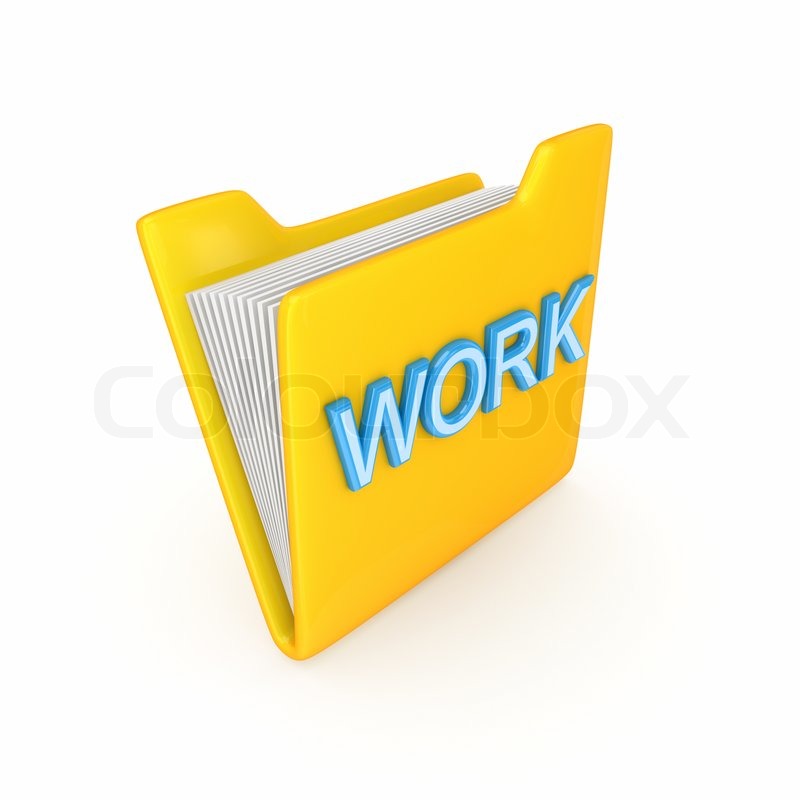 800x800 Yellow Folder With A Blue Word Work Stock Image Colourbox