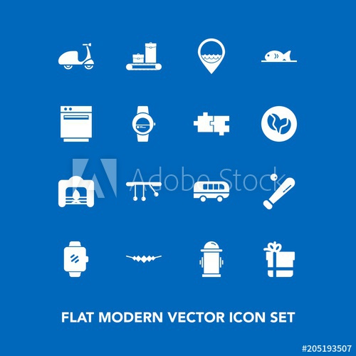 500x500 Modern, Simple Vector Icon Set On Blue Background With Bow, Fish