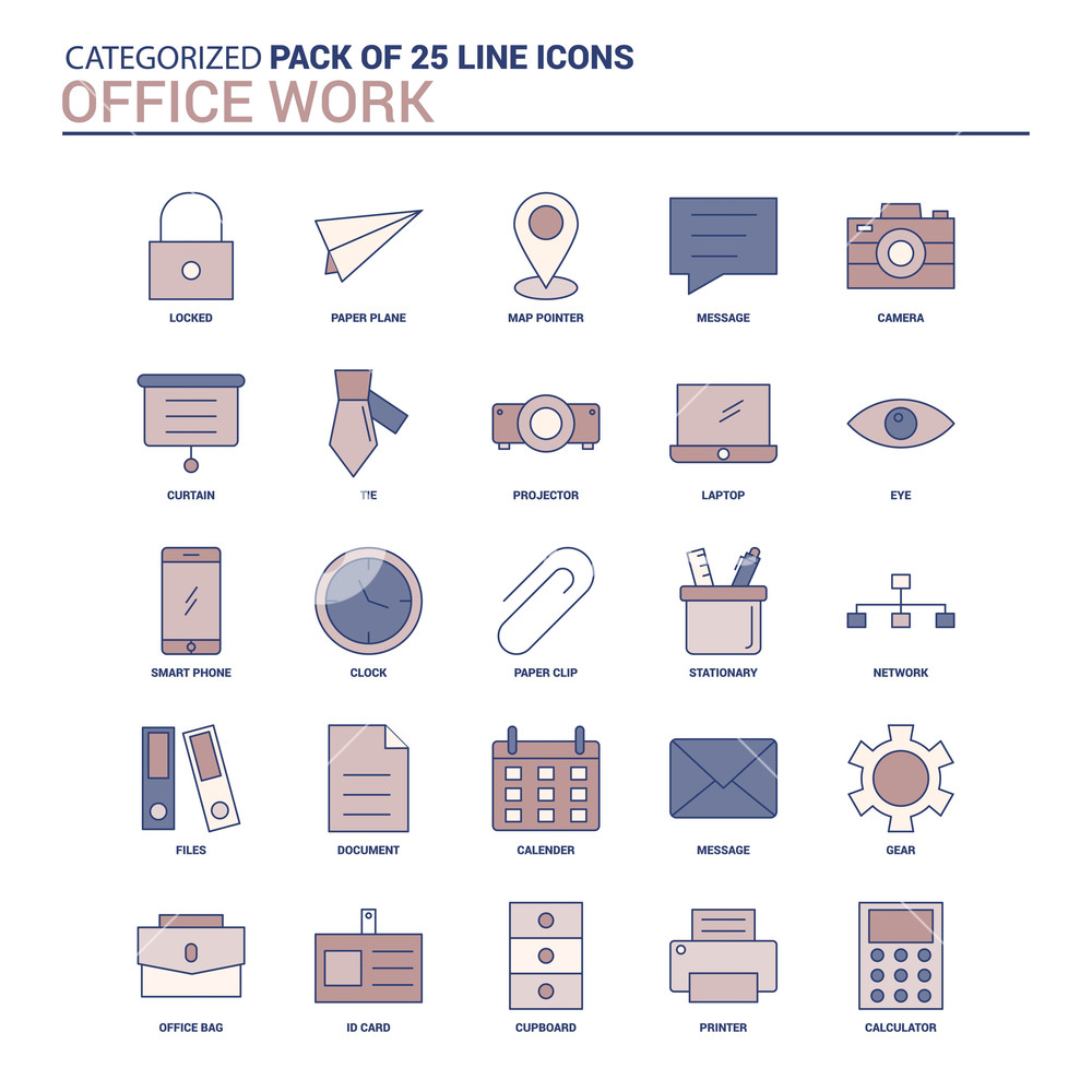 1000x1000 Vintage Office Work Icon Set