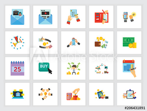 500x380 Workday Concept Flat Icon Set Time Management, Buying