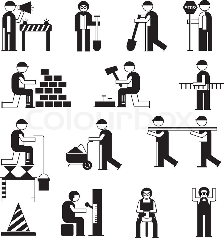 752x800 Construction Worker Icons Stock Vector Colourbox