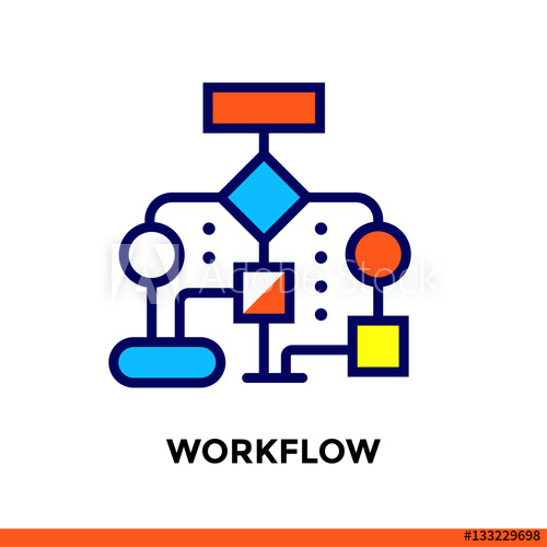 500x500 Linear Workflow Icon For New Business Pictogram In Outline Vector