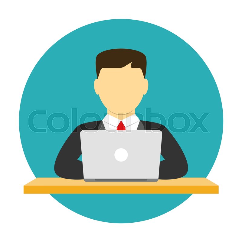 800x800 Man Working On Laptop Flat Icon Stock Vector Colourbox