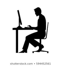 260x280 Vector Man Black Silhouette Of A Man Sitting Behind A Computer
