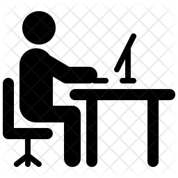 256x256 Work, Man, Computer, Working, Office, Workplace, Desk Icon