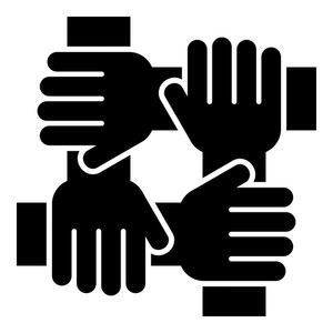 300x300 Four Hand Holding Together Team Work Concept Icon Black Color