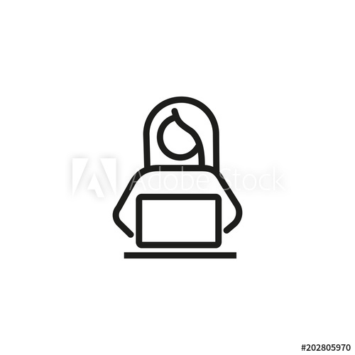 500x500 Woman Working On Laptop Line Icon