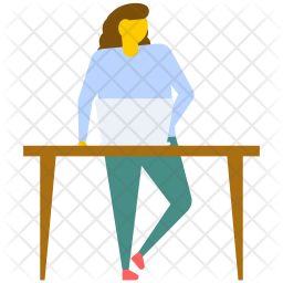 256x256 Working Woman Icon Of Flat Style