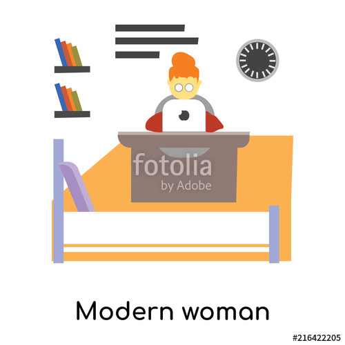 500x500 Modern Woman Working In The Office Icon Isolated On White