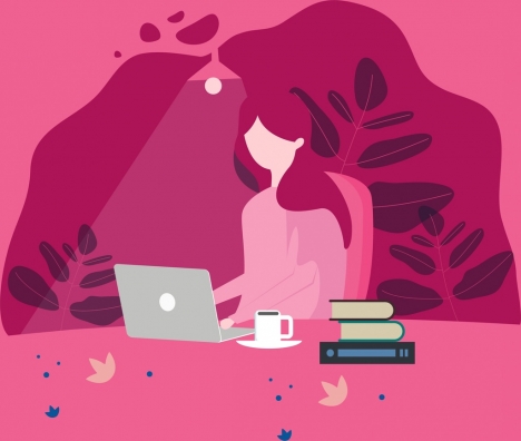 468x396 Lifestyle Painting Working Woman Icon Pink Decor Vectors Stock