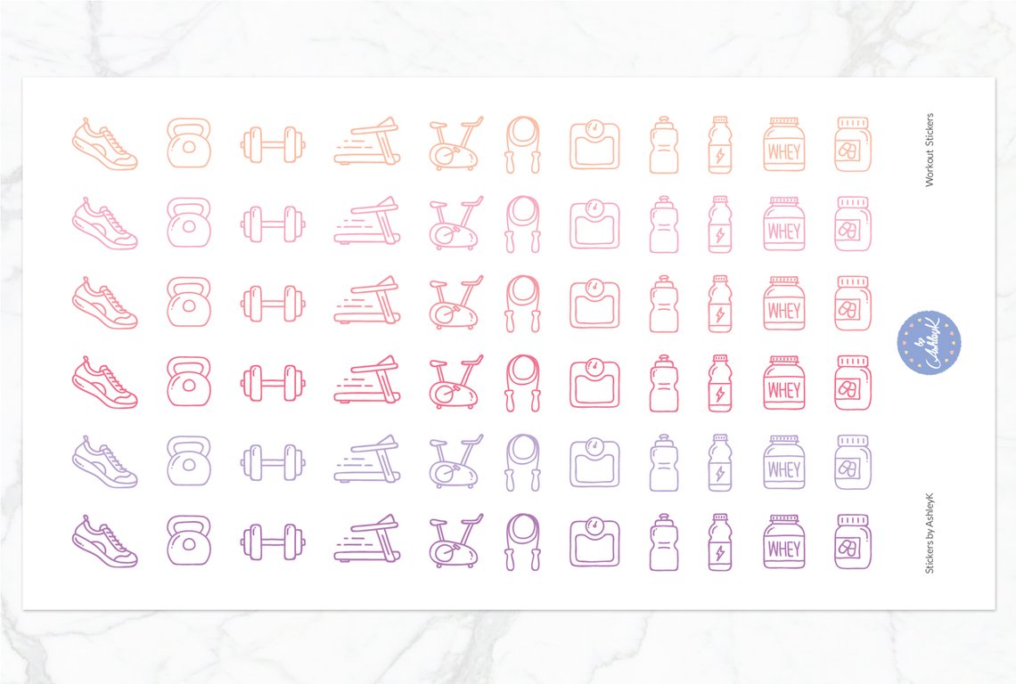 1140x768 Workout Icon Stickers Stickers