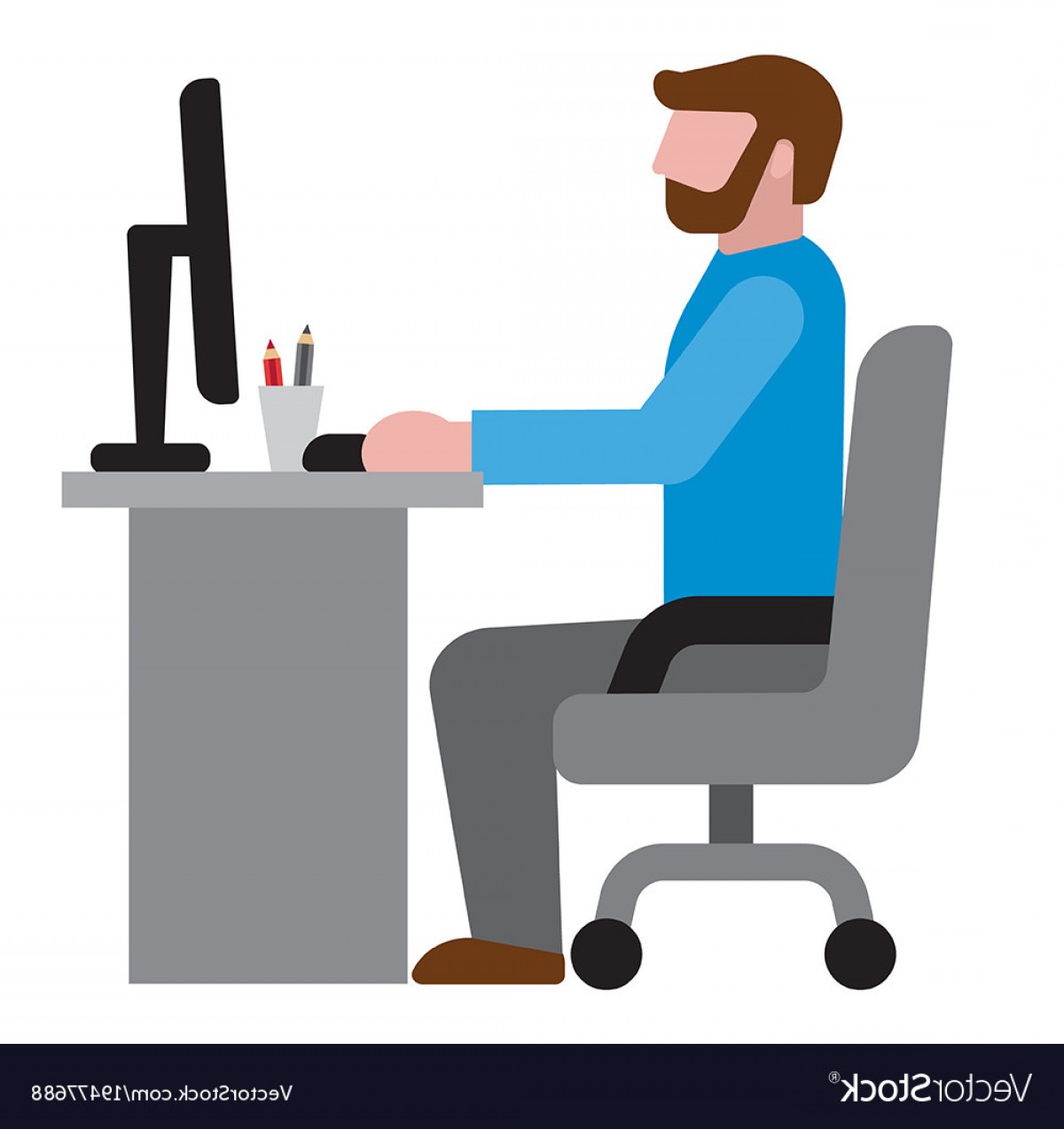 1200x1273 Man In Office Workplace Icon Vector Soidergi