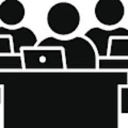 180x180 Office Workers At Workplace Icon Art Print