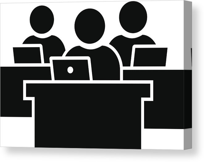 661x525 Office Workers At Workplace Icon Canvas Print Canvas Art