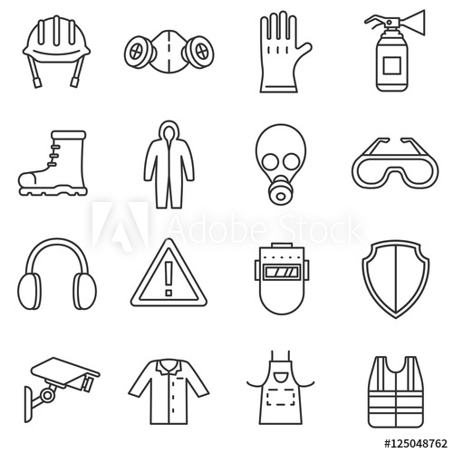500x500 Work Safety Icons Set Means And Methods Of Protection