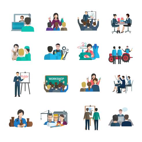 490x490 Workshop Flat Icons Set