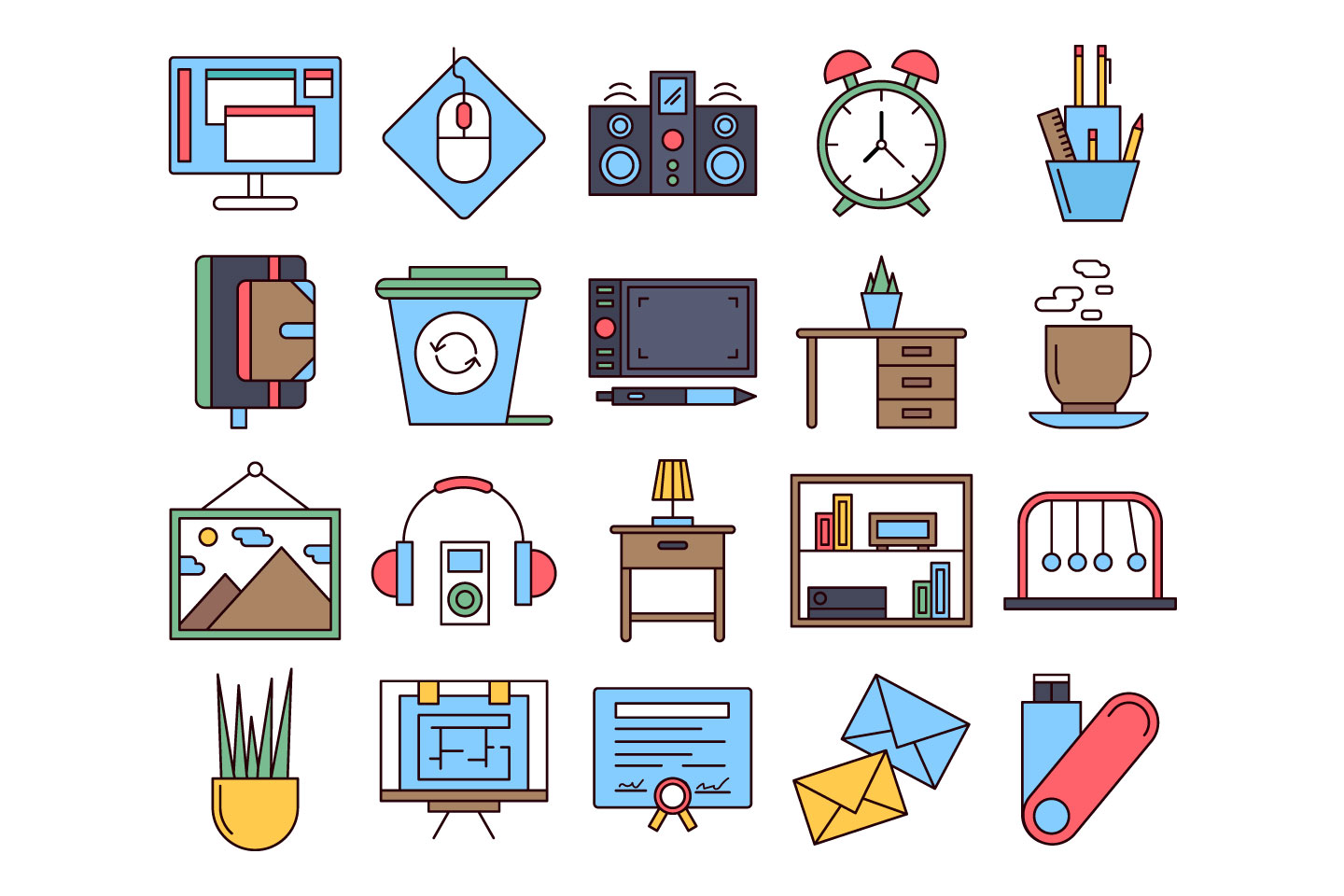 1440x960 Workspace Vector Free Icon Set