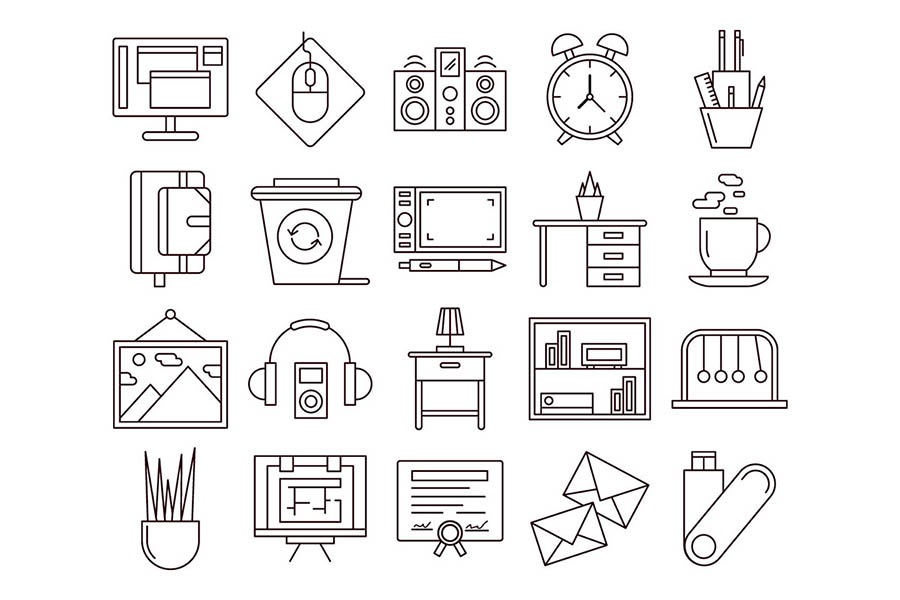 900x600 Workspace Vector Icon Pack Free Design Resources