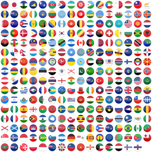 576x576 Flat Round World Flag Icon Set