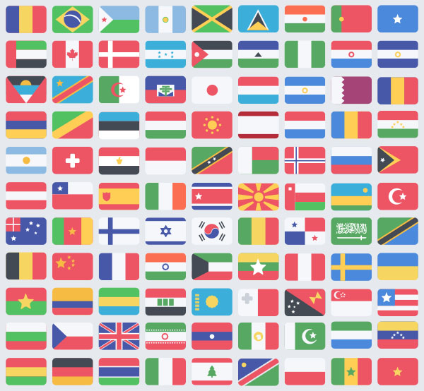 600x554 Flat World Flag Icon Set